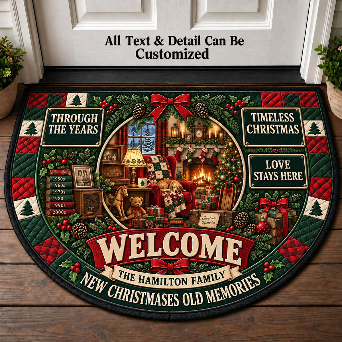 Christmas Through The Years Personalized Half Round Mat | 5To9Vibe