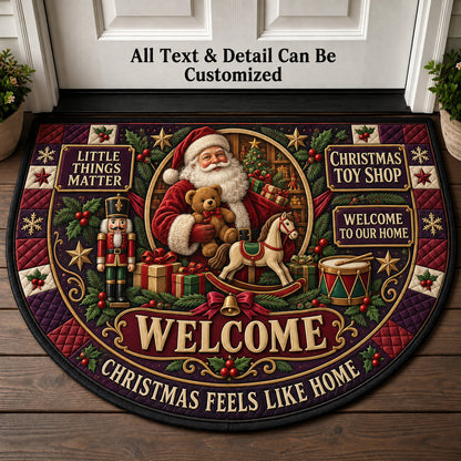 Christmas Toy Shop Personalized Half Round Mat | 5To9Vibe