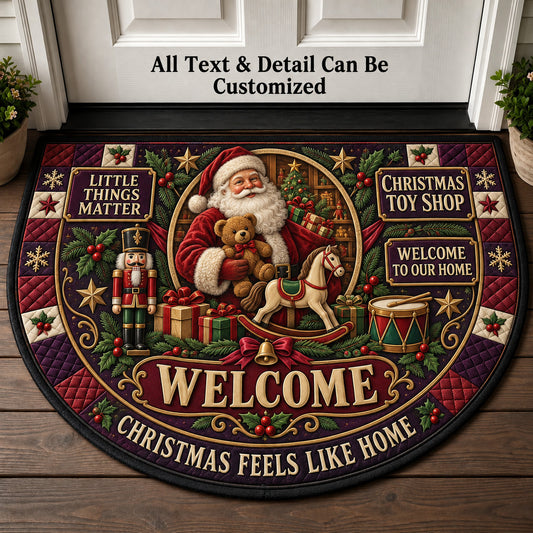 Christmas Toy Shop Personalized Half Round Mat | 5To9Vibe