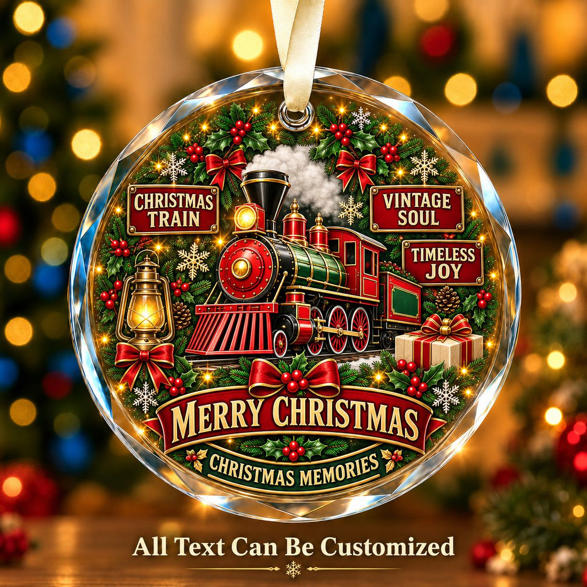 Christmas Train Personalized Glass Ornament | 5To9Vibe