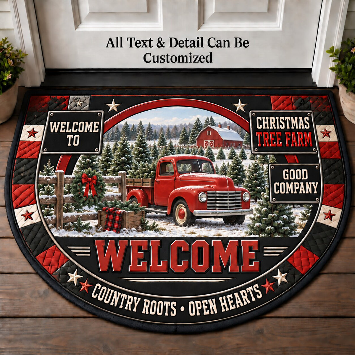 Christmas Tree Farm Personalized Half Round Mat | 5To9Vibe