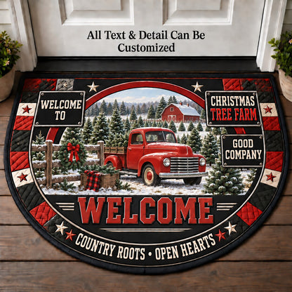 Christmas Tree Farm Personalized Half Round Mat | 5To9Vibe