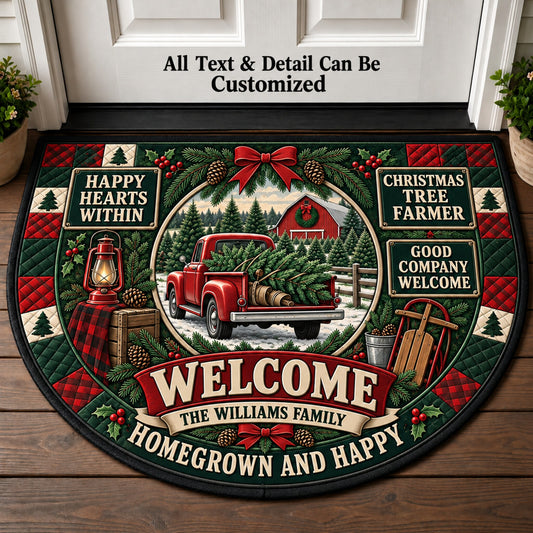 Christmas Tree Farmer Personalized Half Round Mat | 5To9Vibe