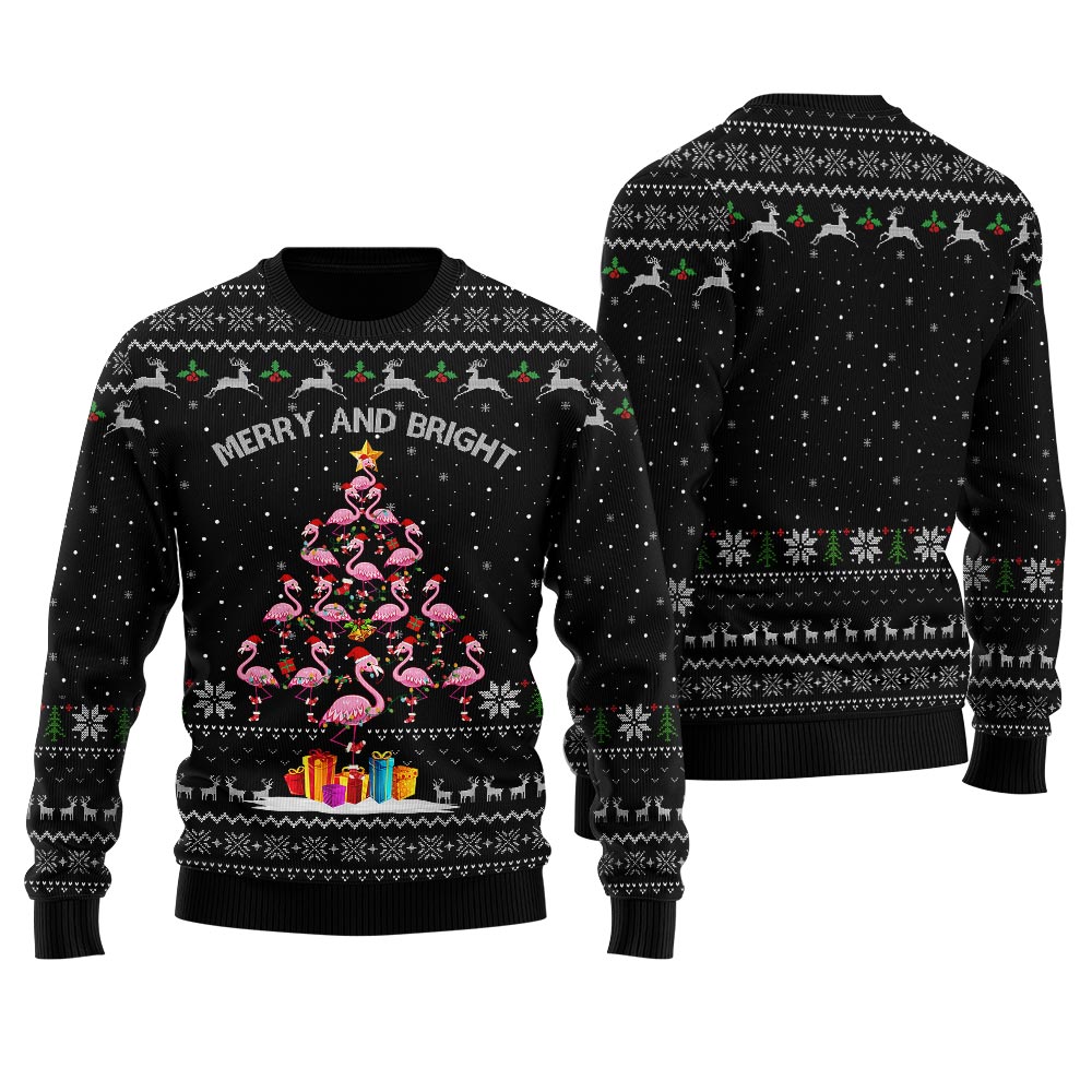 Christmas Tree Flamingo Ugly Sweater