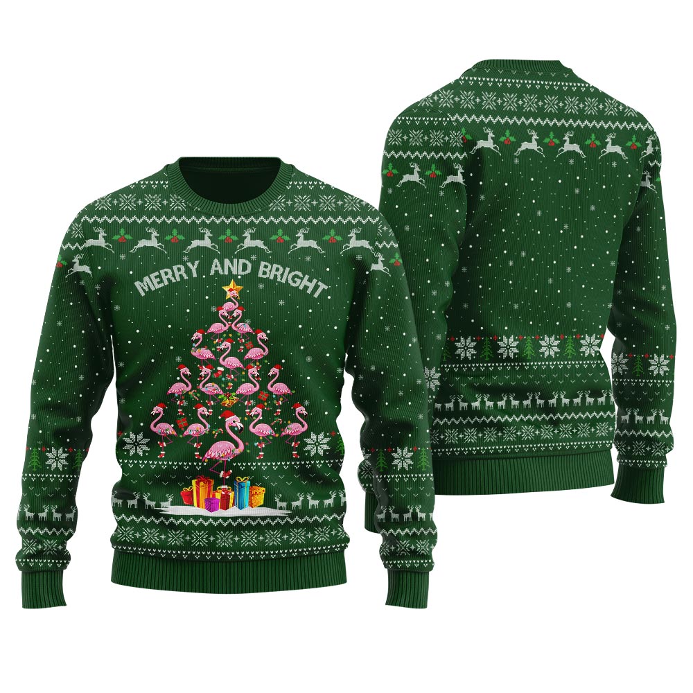 Flamingo Christmas Tree Christmas Ugly Sweater Women's