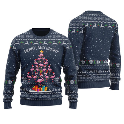 Flamingo Christmas Tree Christmas Ugly Sweater Women's