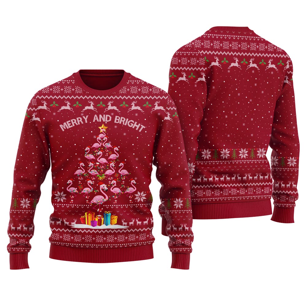 Flamingo Christmas Tree Christmas Ugly Sweater Women's