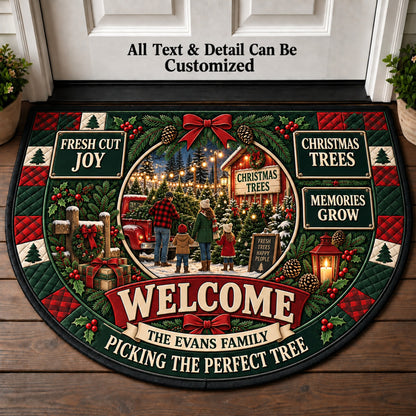 Christmas Tree Lot Memories Personalized Half Round Mat | 5To9Vibe
