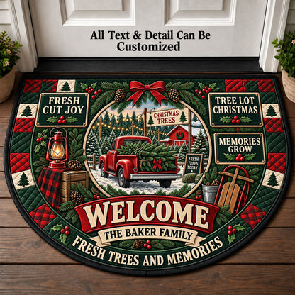 Christmas Tree Lot Personalized Half Round Mat | 5To9Vibe