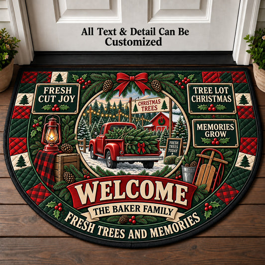 Christmas Tree Lot Personalized Half Round Mat | 5To9Vibe