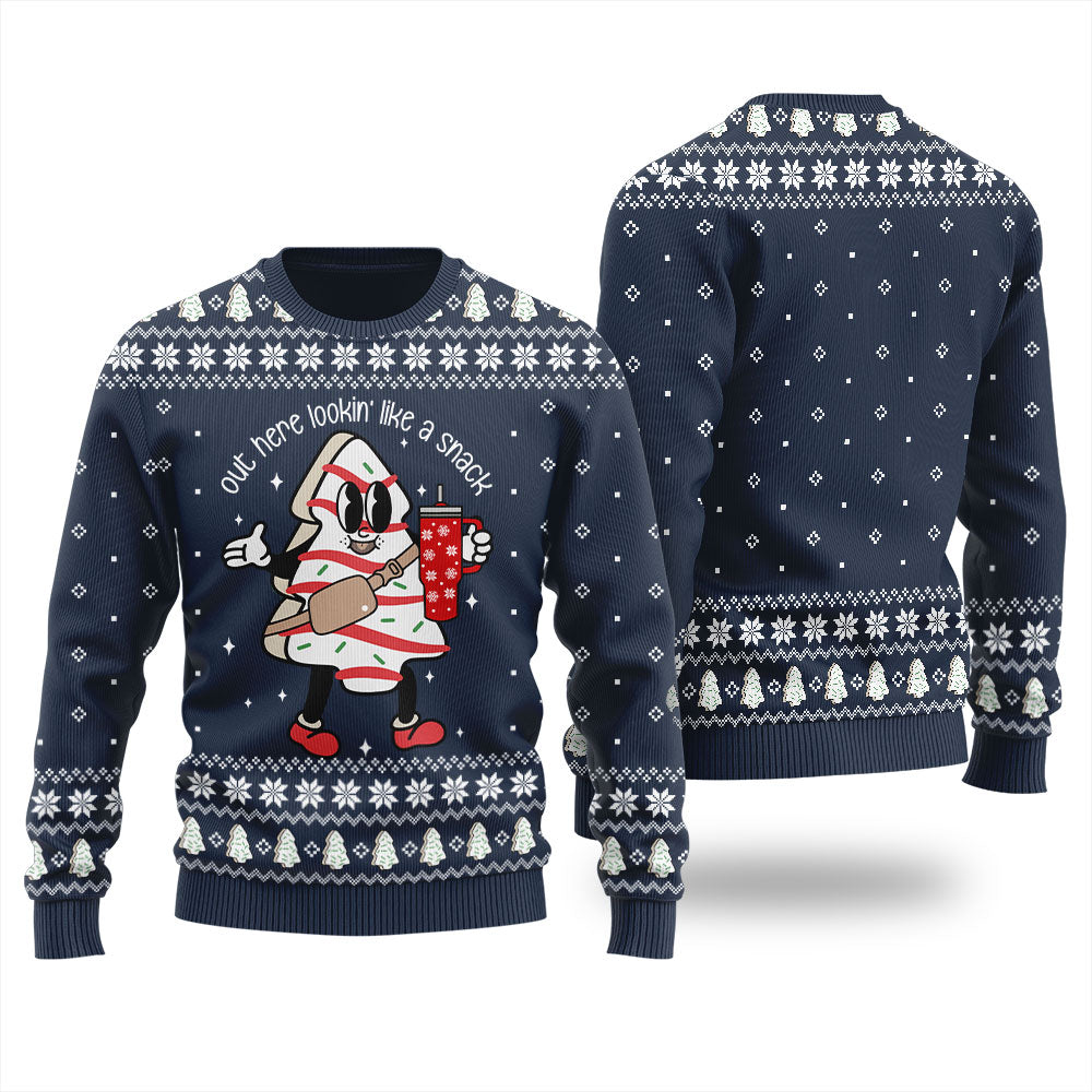 Christmas Tree Snack Cake Christmas Sweater Men