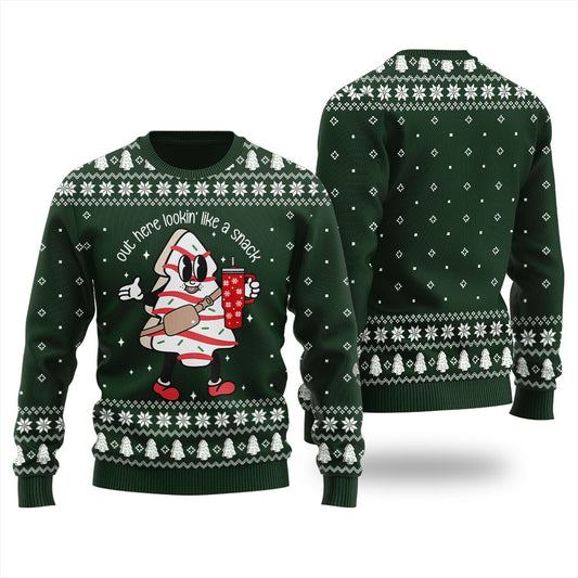 Christmas Tree Snack Cake Ugly Christmas Sweater