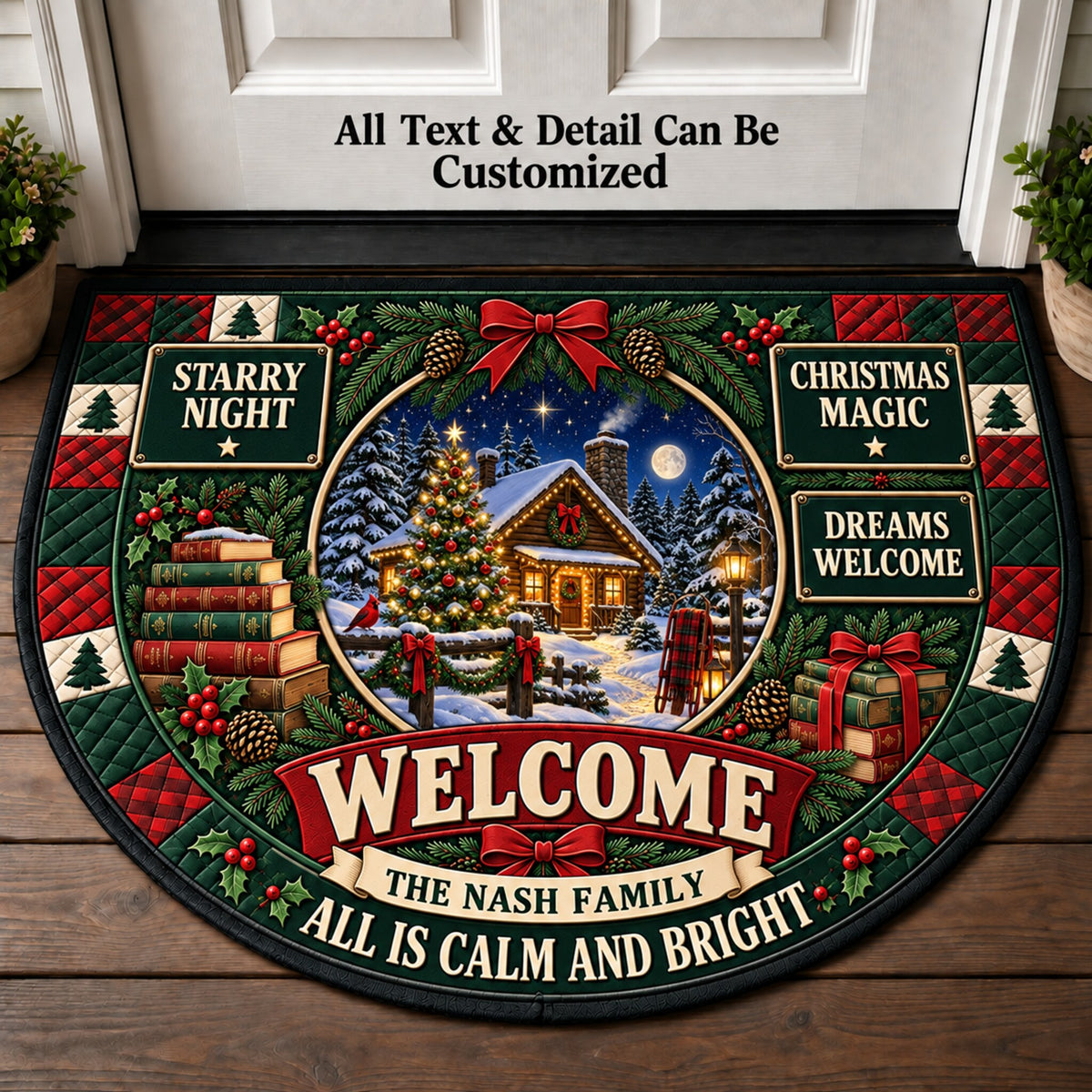 Christmas Under The Stars Personalized Half Round Mat | 5To9Vibe