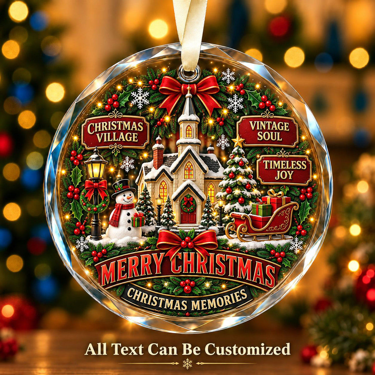 Christmas Village Personalized Glass Ornament | 5To9Vibe