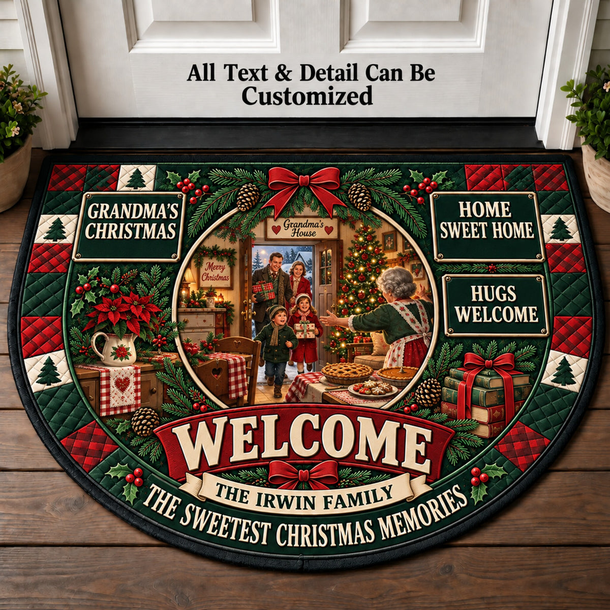 Christmas At Grandmas House Personalized Half Round Mat | 5To9Vibe
