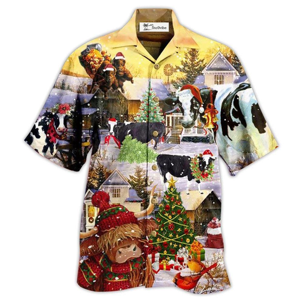 Hawaiian Shirt / Adults / S Cow Christmas Love Animals Love - Hawaiian Shirt 