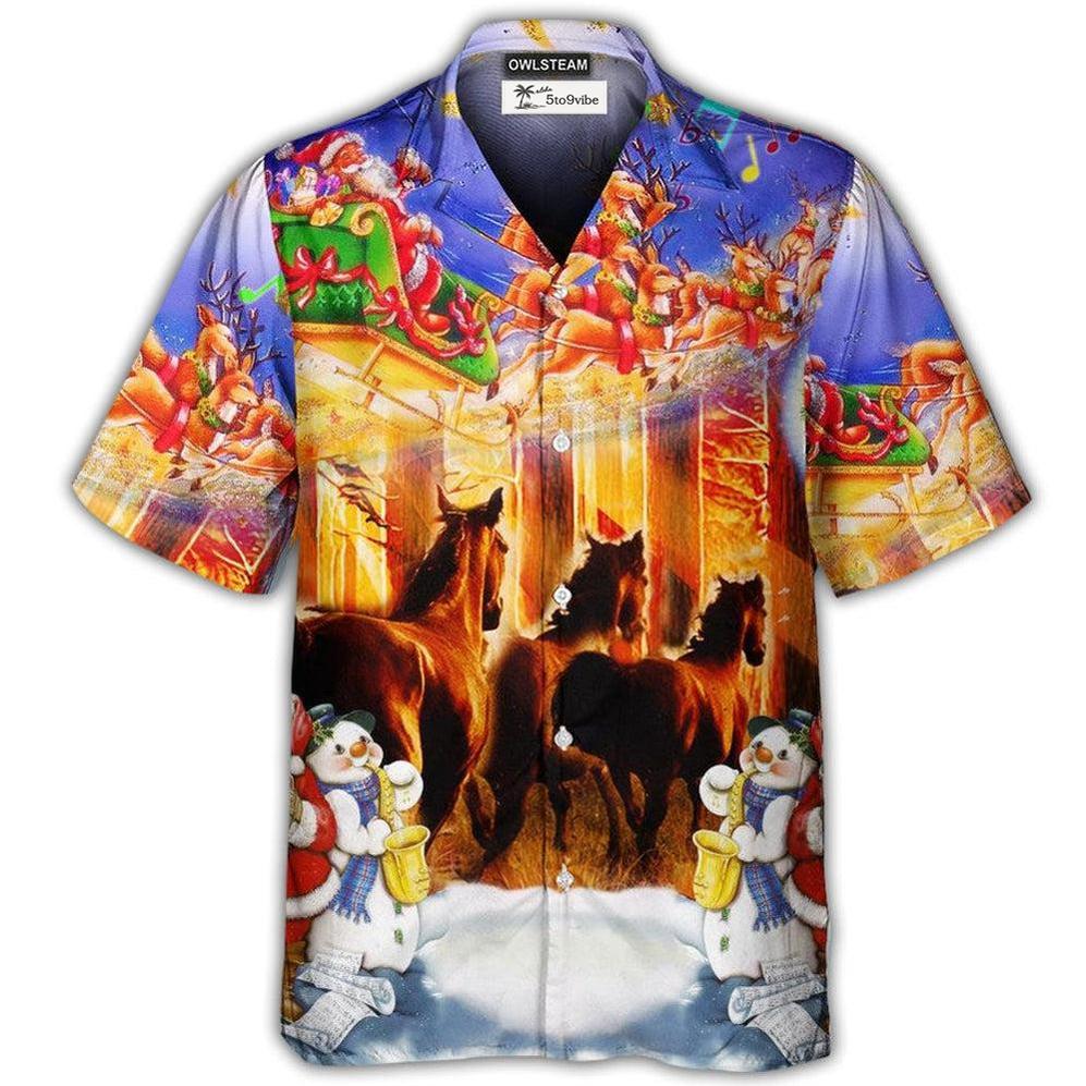 Hawaiian Shirt / Adults / S Christmas Santa Claus Horse Merry Christmas - Hawaiian Shirt 