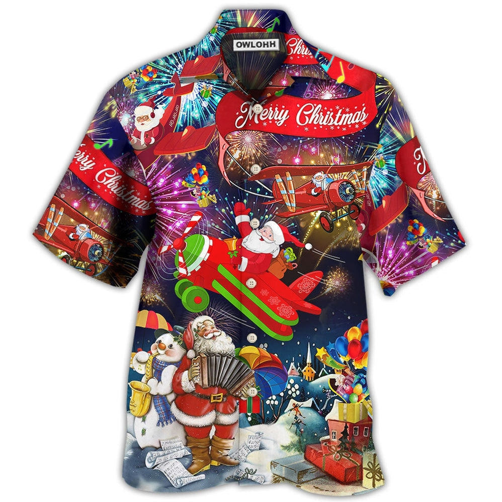 Hawaiian Shirt / Adults / S Christmas Spreading Plane With Santa Claus - Hawaiian Shirt 