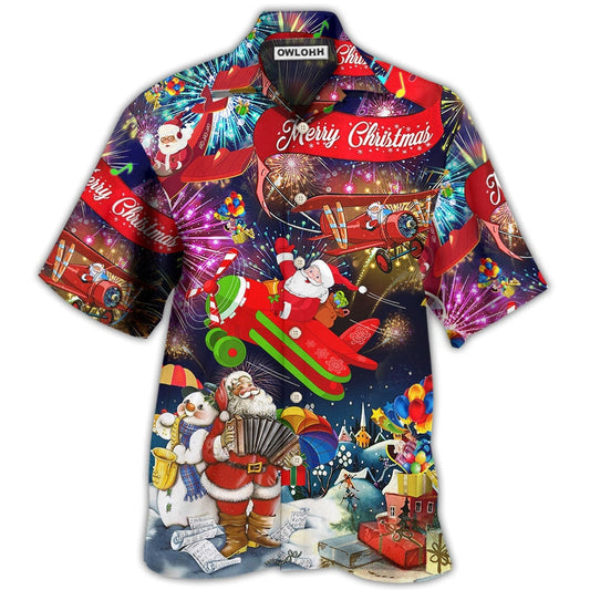 Hawaiian Shirt / Adults / S Christmas Spreading Plane With Santa Claus - Hawaiian Shirt 