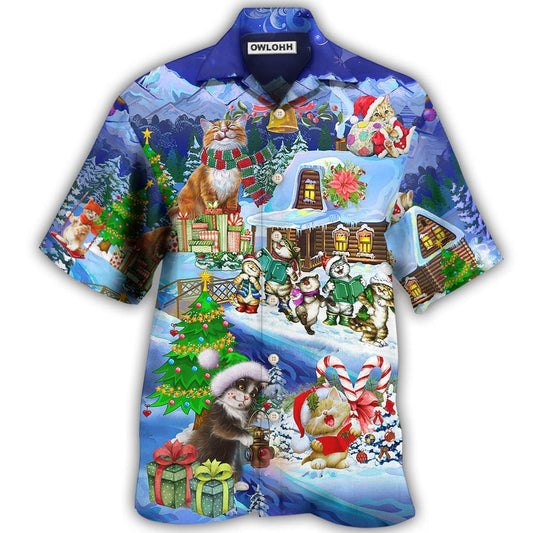Hawaiian Shirt / Adults / S Christmas Cat Santa Love Gift - Hawaiian Shirt 