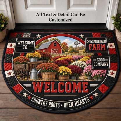 Chrysanthemum Farm Personalized Half Round Mat | 5To9Vibe