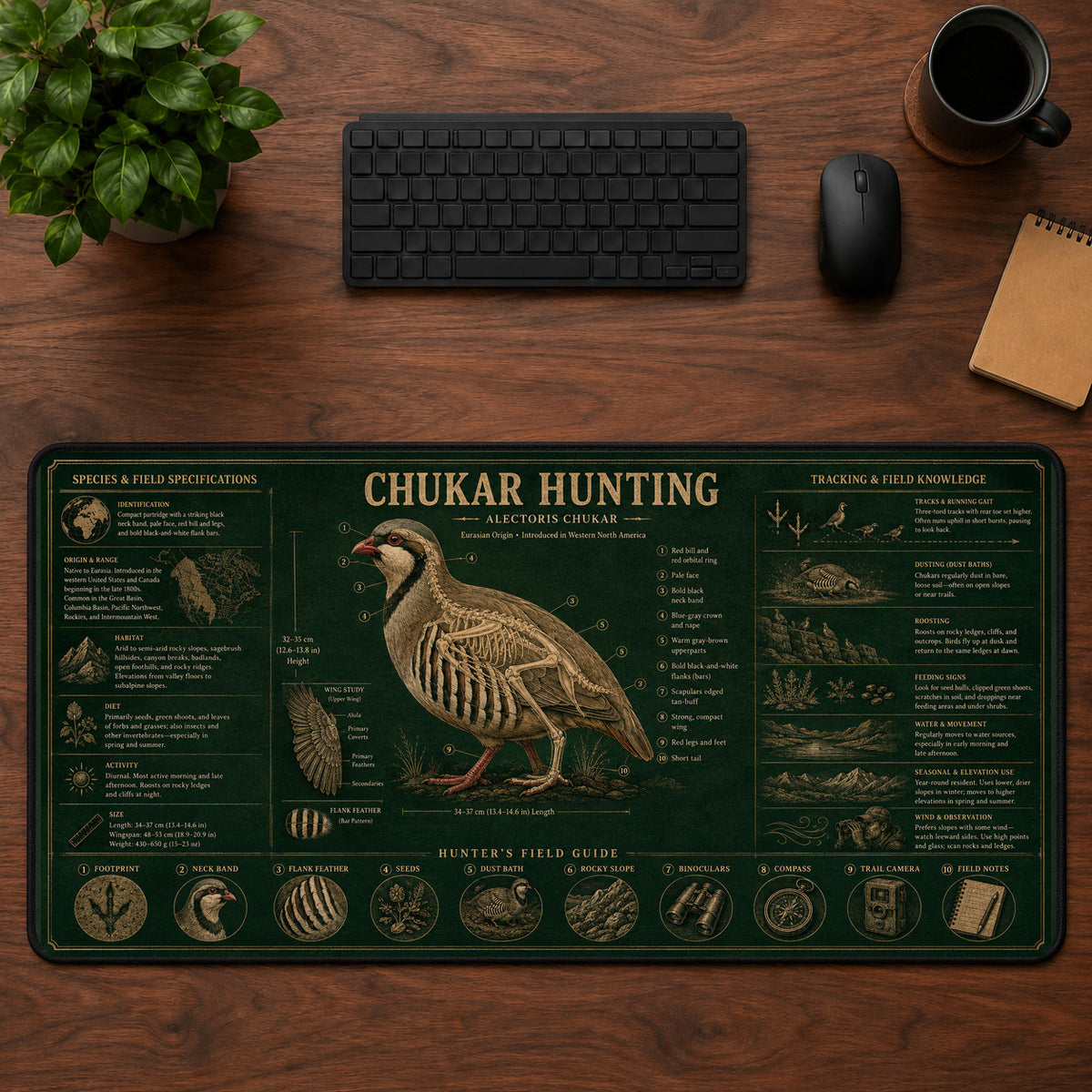 Chukar Hunting Desk Mat Mouse Pad | 5To9Vibe