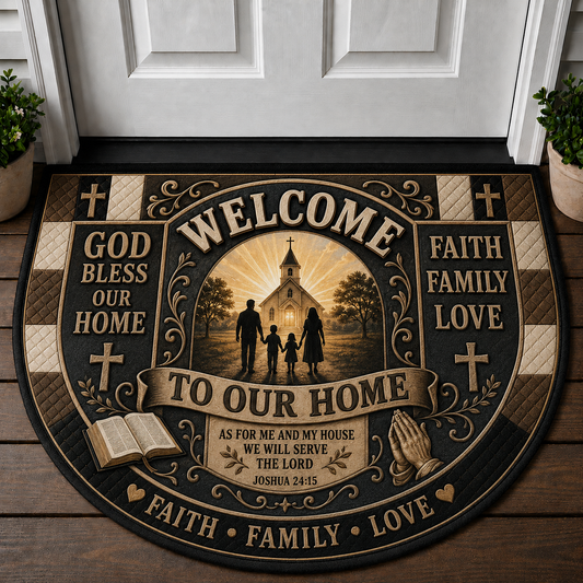Welcome To Our Home Church Family Doormat - Faith Family Love Christian Mat - 5to9vibe