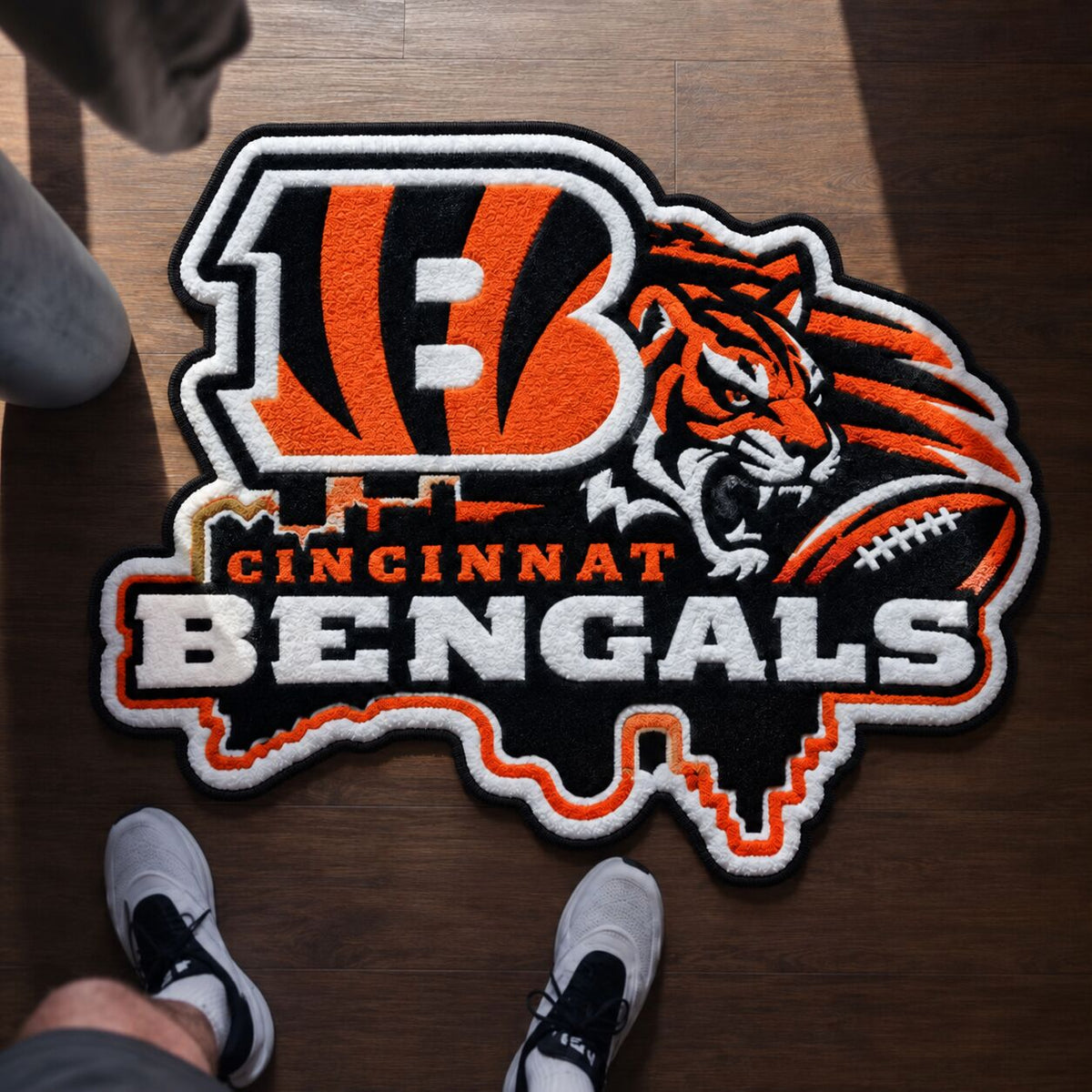 All Football Teams Logo Trophy City Map Football Fan Custom Shape Rug Print Premium Welcome Mat Washable Black Border Personalized Football Custom Shape Rug
