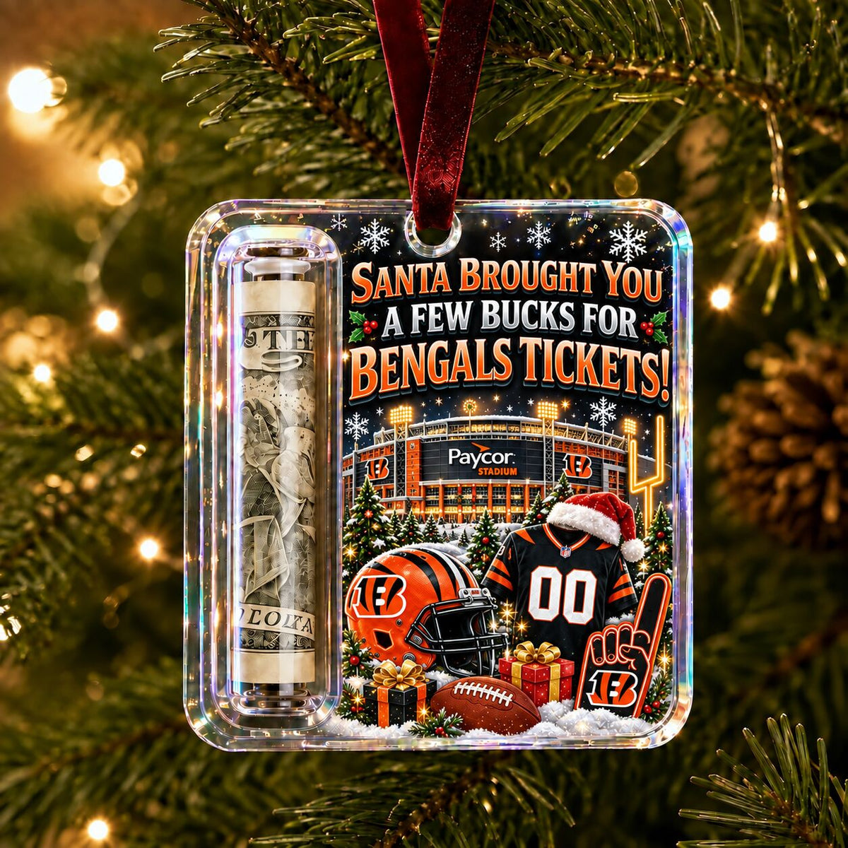 All Football Teams Football Stadium Christmas Money Holder Glass Ornament - 5to9vibe