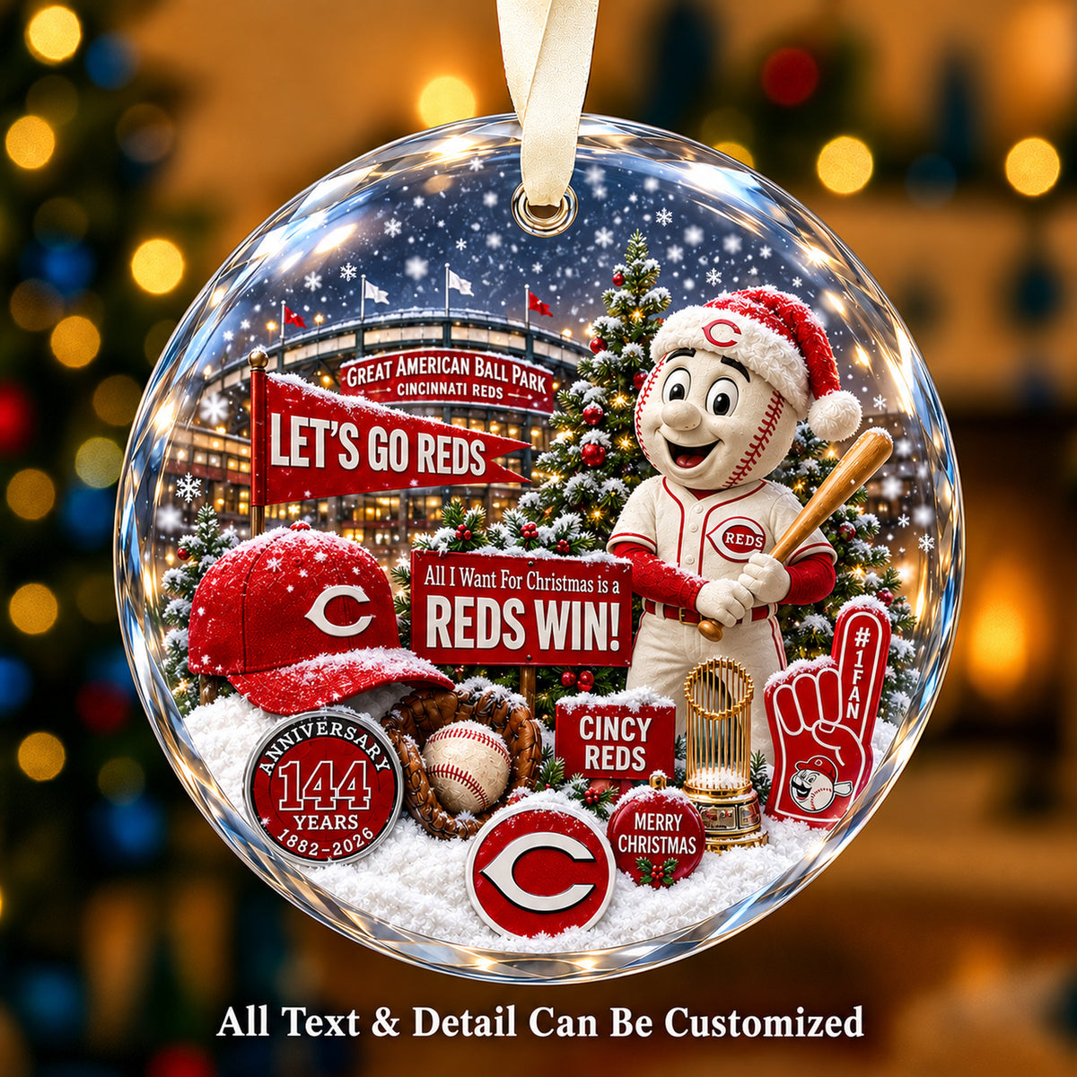 Baseball team Style 08 Glass Ornament mockup | 5To9Vibe