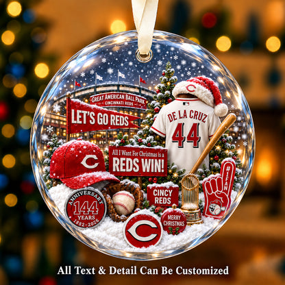 Cincinnati Reds Jersey Snow Globe Glass Ornament