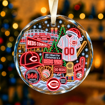 Adorno de vidrio de béisbol, 3 unidades con caja de regalo, equipo de béisbol de Navidad - Adorno de vidrio