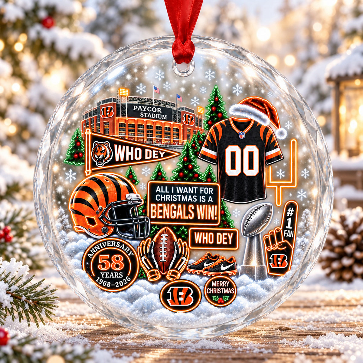 All Football Teams Christmas Stadium Snow Vibe Glass Ornament With Gift Box - 5to9vibe