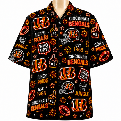 All Football Teams Neon Vibe Summer Button-Up Unisex Hawaiian Shirt For Men and Women