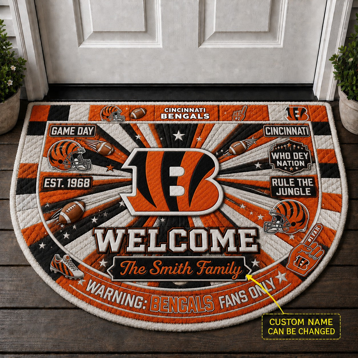 Official-Inspired Football Fan Custom Premium Welcome Mat – Personalized Doormat