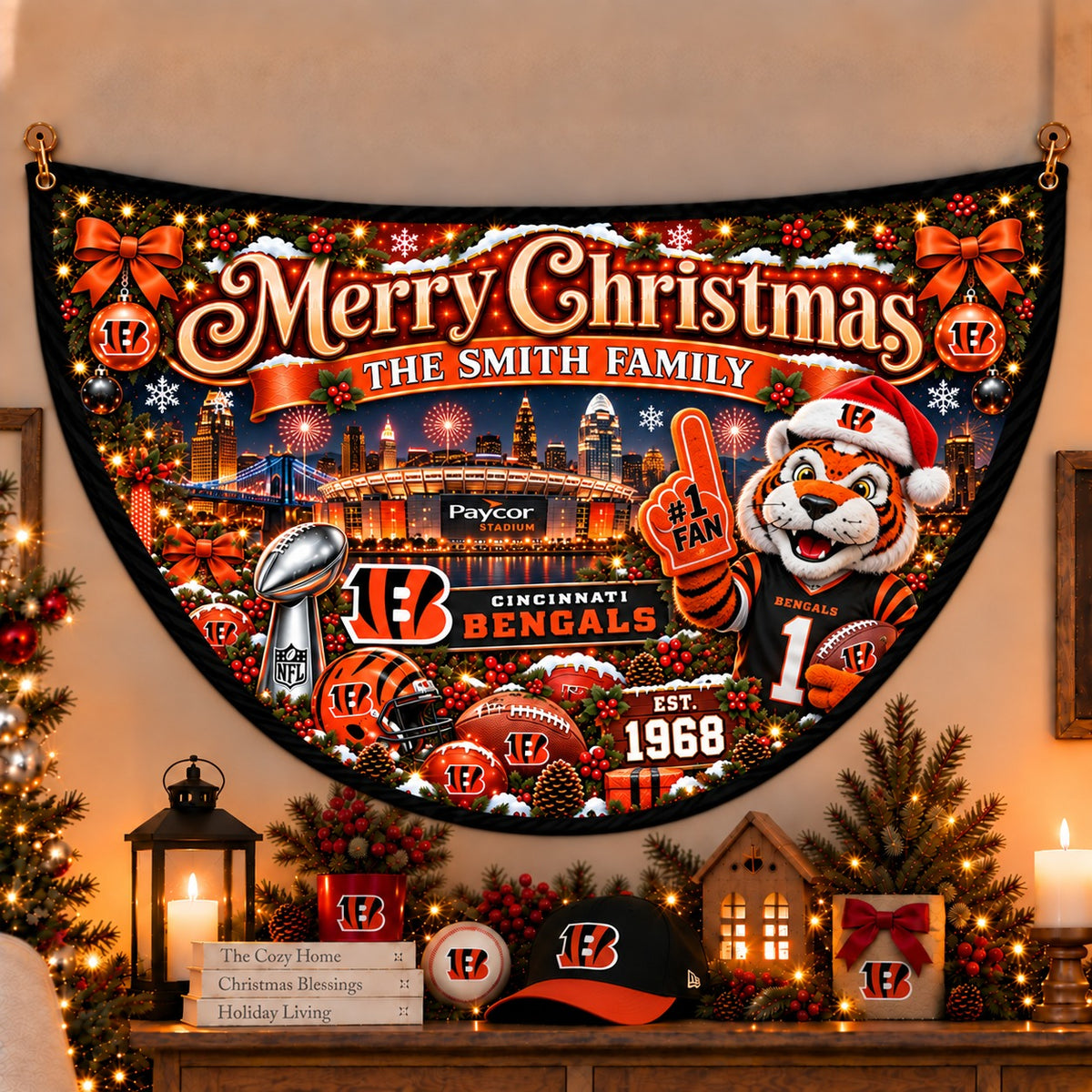 All Football Teams Personalized Christmas Night Bunting Flag - 5to9vibe