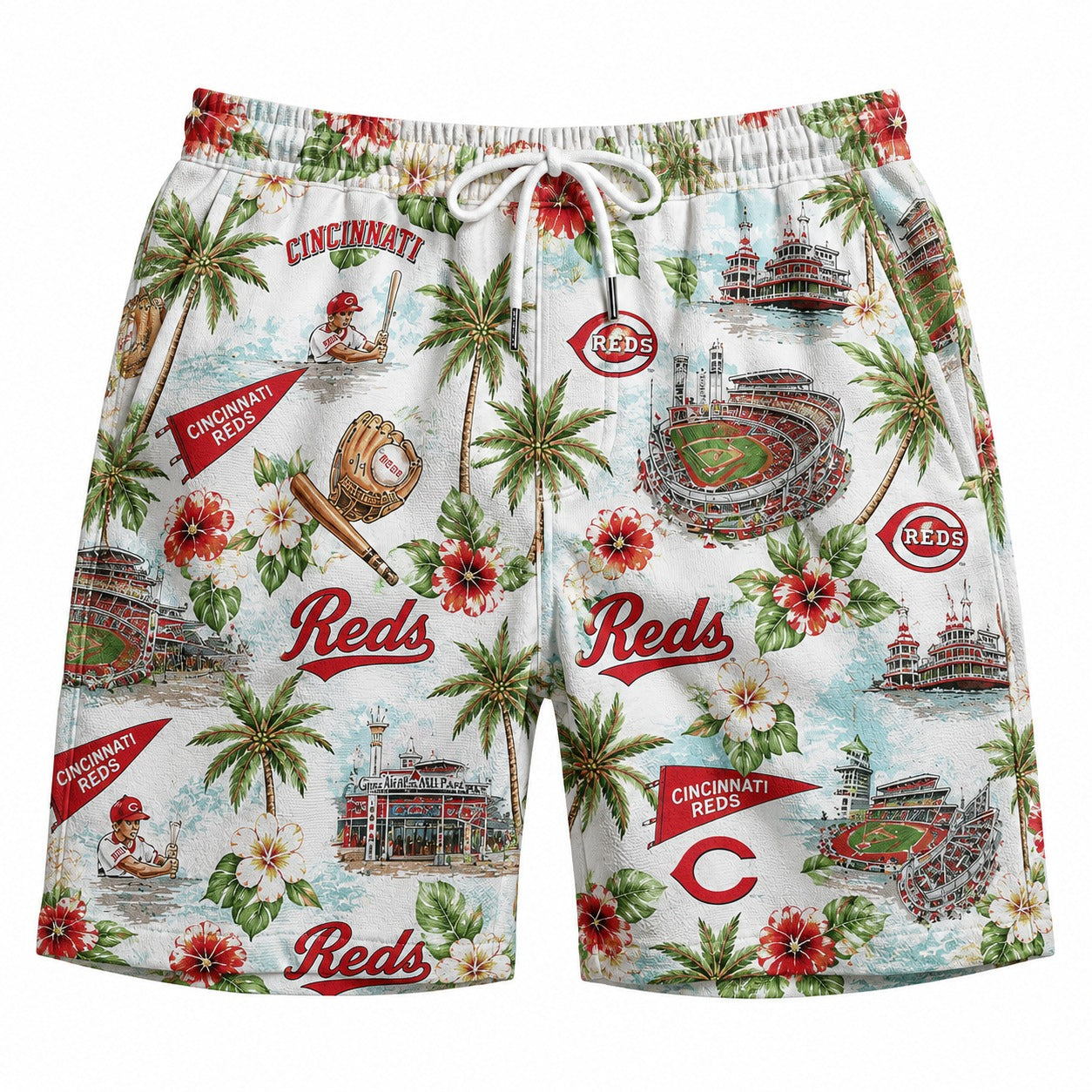 CC Baseball Teams Scenic Pattern Button-Up Unisex Hawaiian Shirt For Men and Women