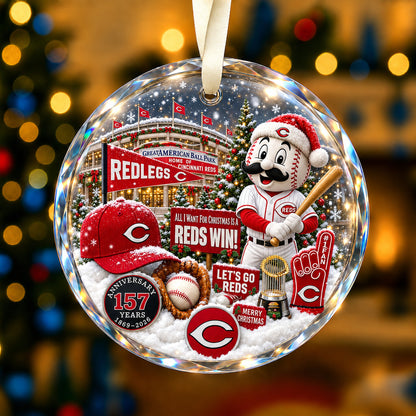 All Baseball Teams Christmas Snow Vibe Round Glass Ornament  With Red Gift Box | 5to9vibe
