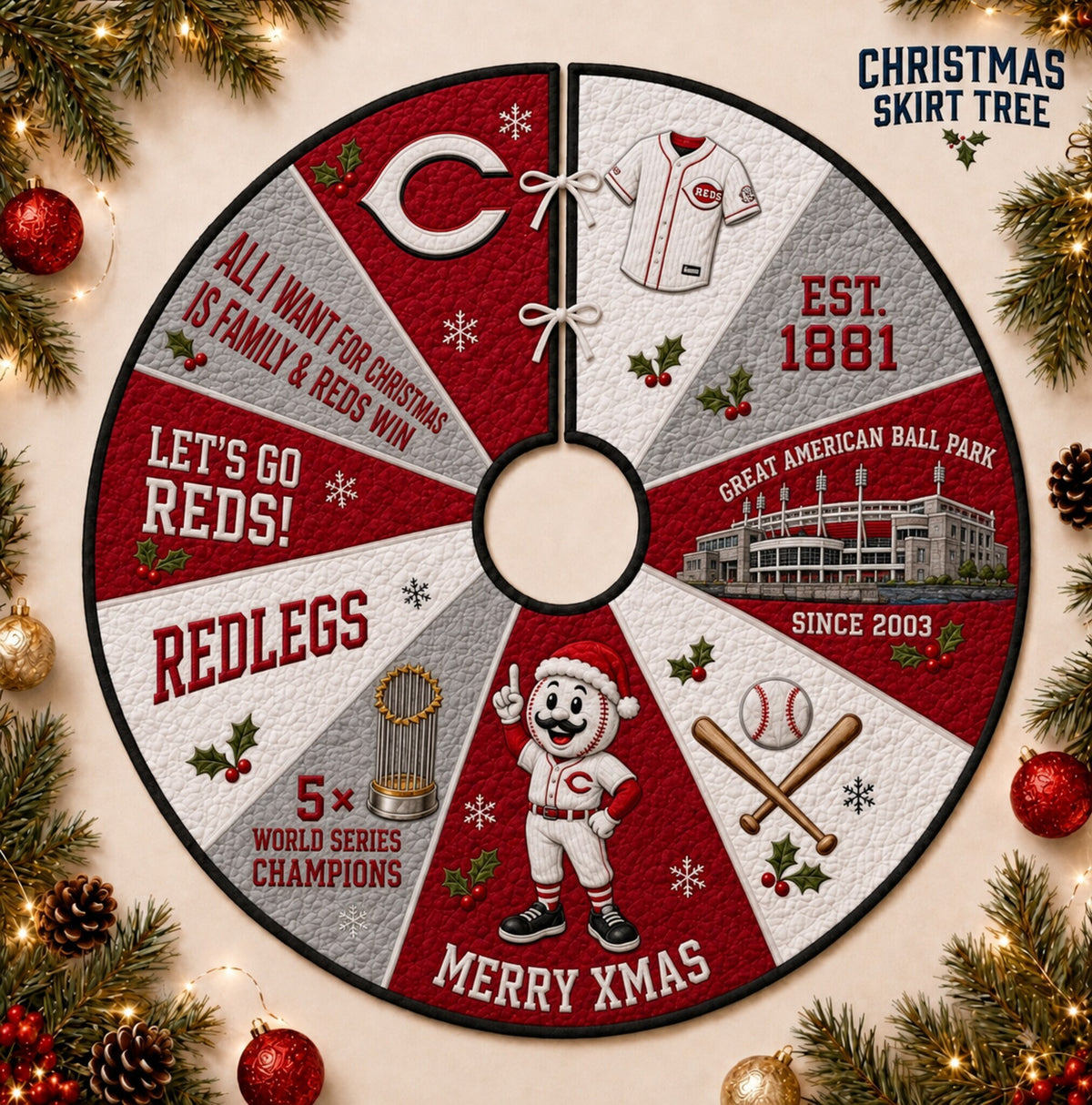 All Baseball Teams Christmas Skirt Tree for Baseball Fans - 5To9Vibe