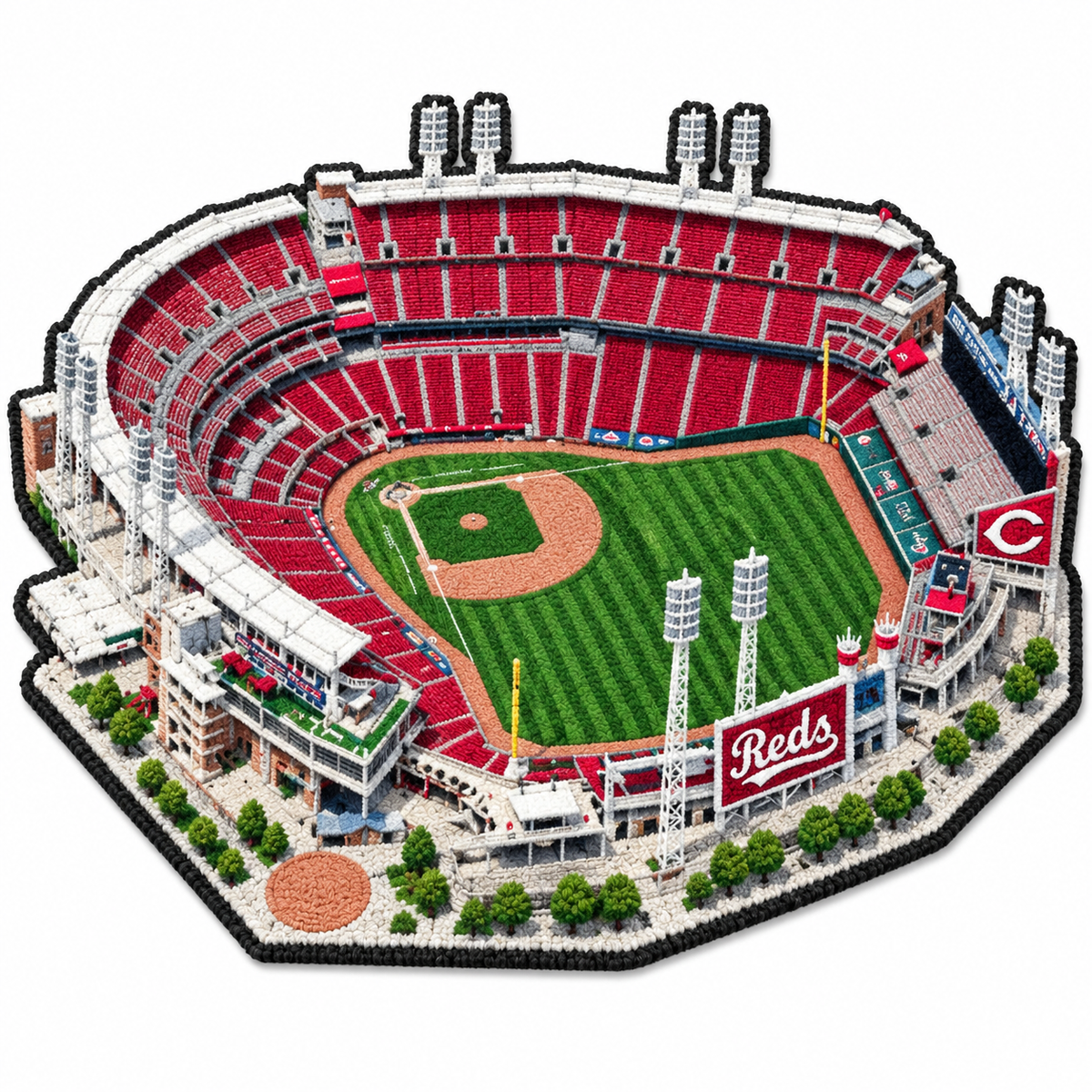 All Baseball Teams Stadium Baseball Fan Custom Quilted Print Premium Welcome Mat Washable Black Border – Personalized Baseball Doormat