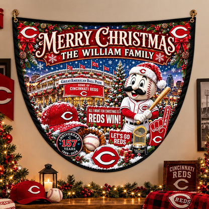 All Baseball Teams Personalized Christmas Night Bunting Flag - 5to9vibe
