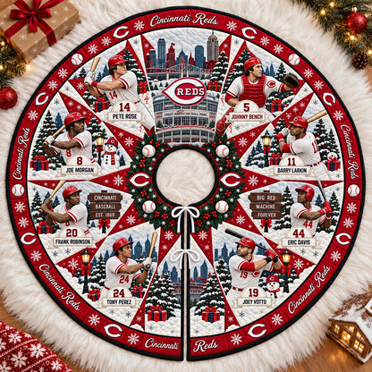 All Baseball Teams Vintage Players & Stadium Holiday Quilt Christmas Skirt Tree for Baseball Fans - 5To9Vibe
