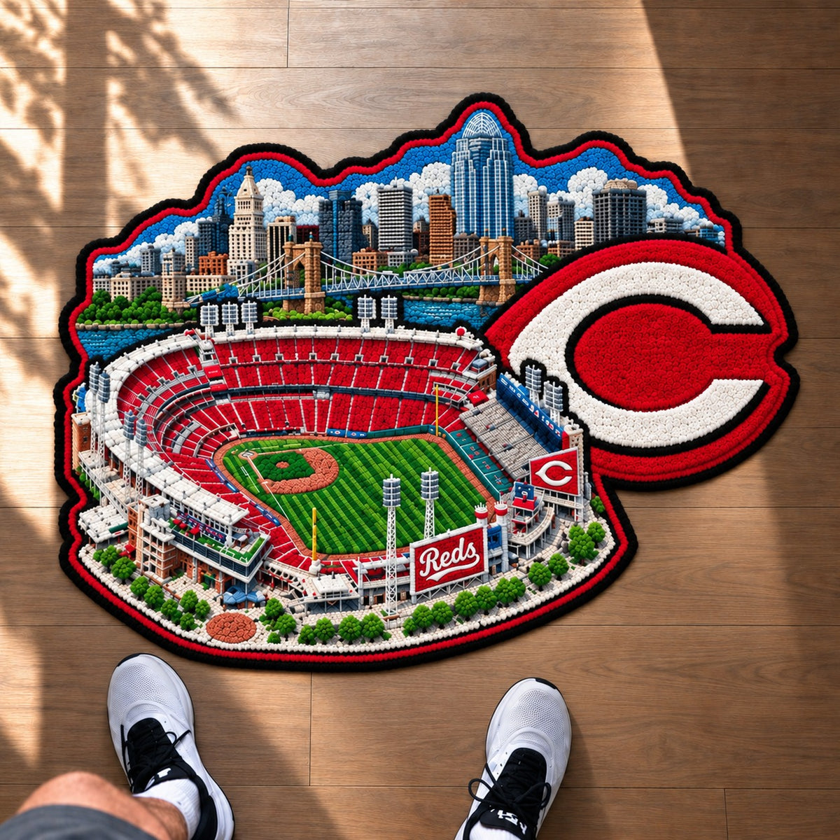 All Baseball Teams Logo Stadium Area Baseball Fan Custom Shape Rug Print Premium Welcome Mat Washable Black Border Personalized Baseball Custom Shape Rug