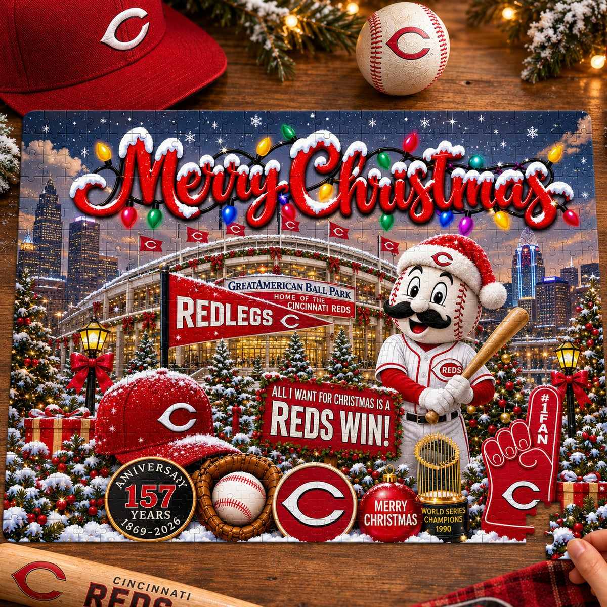 All Baseball Teams Baseball Stadium Personalized  Christmas Jigsaw Puzzle – Choose Your Team, 500 Pieces