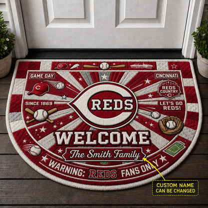 Official-Inspired Baseball Fan Custom Quilted Print Premium Welcome Mat Washable Black Border – Personalized Baseball Doormat