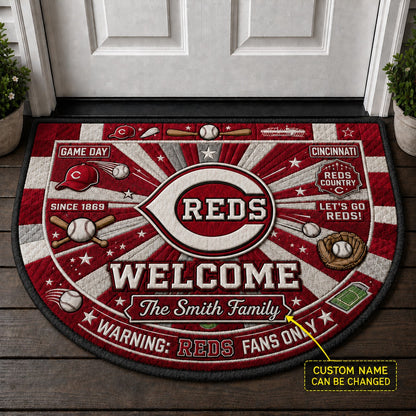 Official-Inspired Baseball Fan Custom Quilted Print Premium Welcome Mat Washable Black Border – Personalized Baseball Doormat