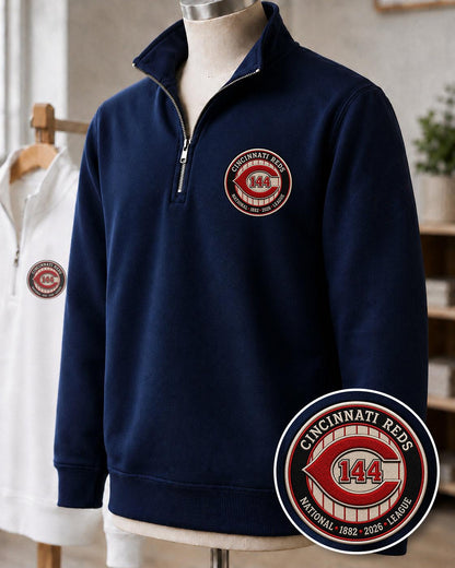 All Baseball Teams Embroidered Logo Anniversary  Premium Quarter Zip Sweatshirt, Inspired Quarter Zip Sweater, Unisex Baseball Sweatshirt