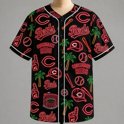 All Baseball Jersey Teams Neon Pattern Vibe Summer Party Baseball Jersey For Men and Women