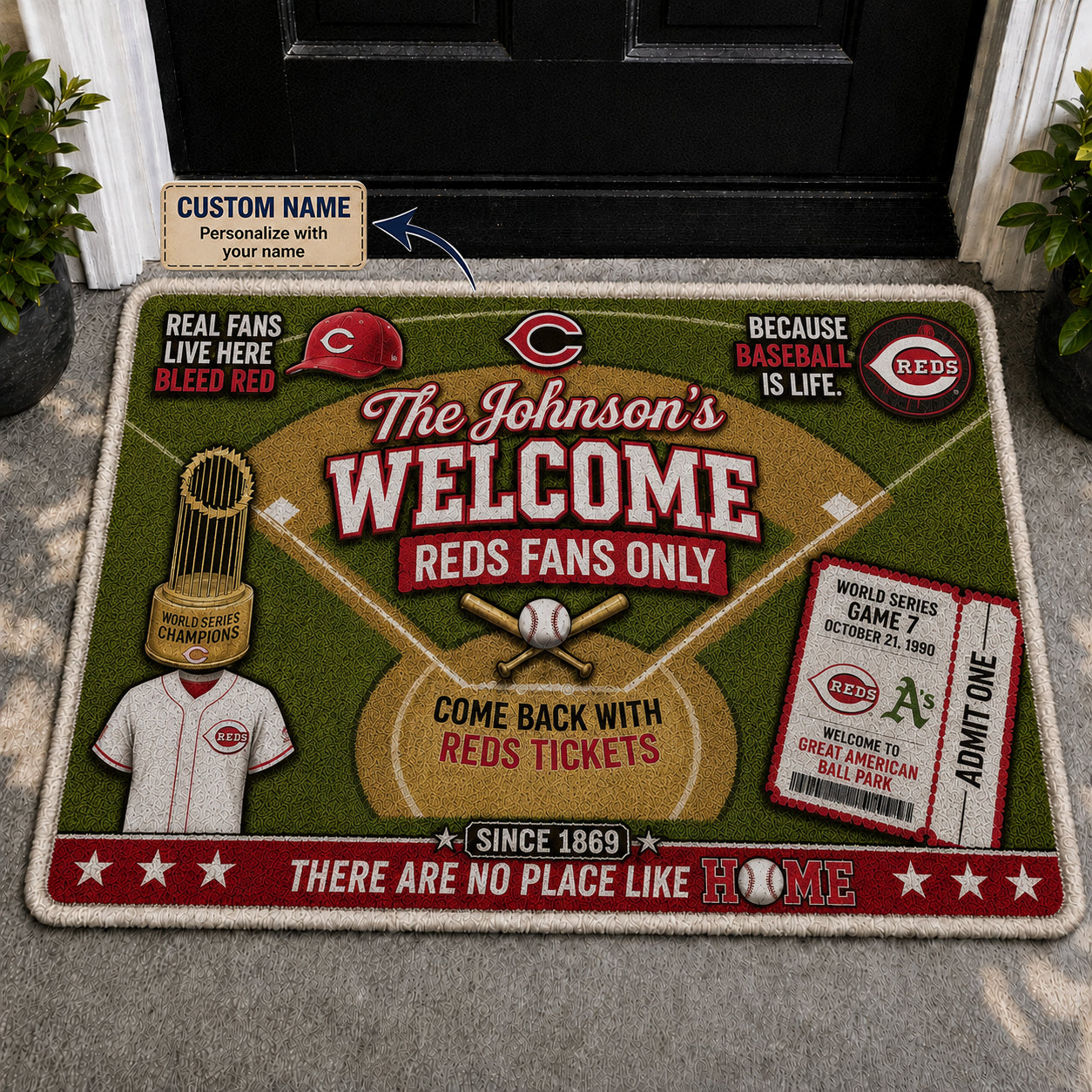 Alfombra personalizada de bienvenida premium de equipo de la MLB – Felpudo de béisbol personalizado