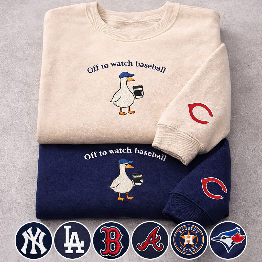 Off to watch Baseball Embroidered Logo Premium Quarter Zip Sweatshirt, Unisex Football Sweatshirt